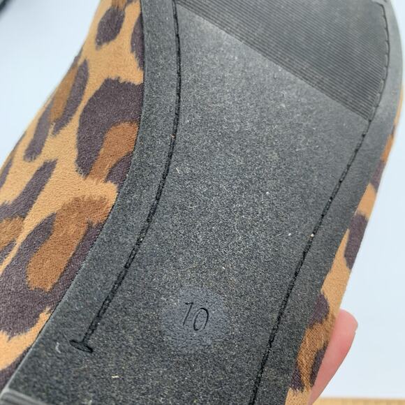 Old Navy Leopard Print Faux Suede Pointed Toe Ballet Flats Size 10 Womens Brown - Picture 7 of 8